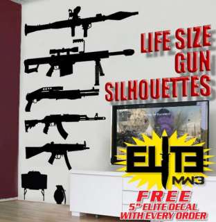 Call of Duty style LIFESIZE Machine Gun Decal Stickers COD MW3 Sniper 