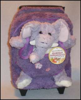   Kids Plush Purple Elephant Toy Rolling Backpack Elephant Trolley NEW