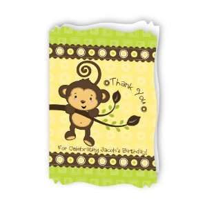  Monkey Neutral   Squiggle Shaped Birthday Party Thank You 