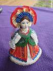 VTG Polish Costume Girl Bisque Doll Ornament Poland