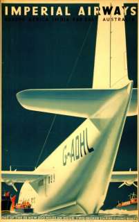 1936 vintage travel & airline poster Imperial Airways  
