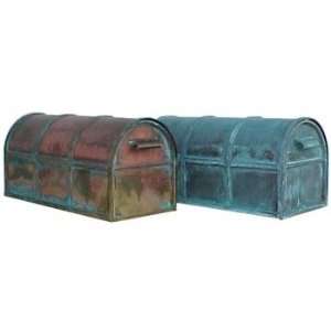 The Large Sausalito Brass Mailbox with a Blue Green Antique Patina 