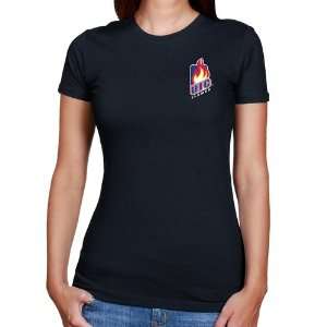  NCAA UIC Flames Ladies Navy Blue Chest Hit Logo Slim Fit T 