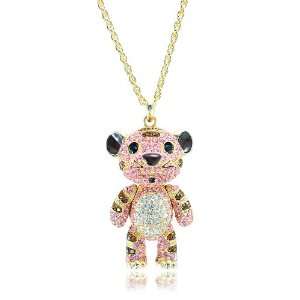    Childhood Tiger Swarovski Crystal Pendant Necklace   Pink Jewelry