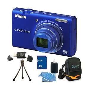   Nikon COOLPIX S6200 Blue 10x Zoom 16MP Camera 8GB Bundle Camera