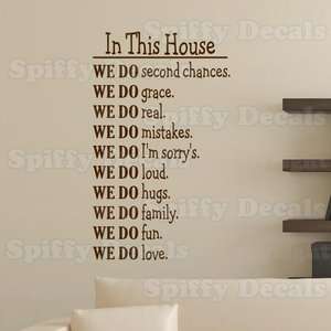 IN THIS HOUSE WE DO FUN LOVE FAMILY LOUD HUGS Quote Vinyl Wall Decal 