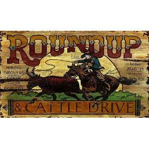   Vintage Signs   Roundup and Cattle Drive, 14x24 Patio, Lawn & Garden