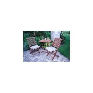  3PC Square Bistro Set w/Seat Cushions, Fully Assembled 