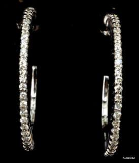 New $3,600.00 ROBERTO COIN 18K White Gold Diamond Hoop Earrings SALE 