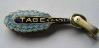 RARE SILVER ENAMEL VICTORIAN BOUDOIR FEATHER FAN CHARM  