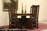   & Crafts Mission Oak Round Oak Dining Table, Extends 10 1/2  