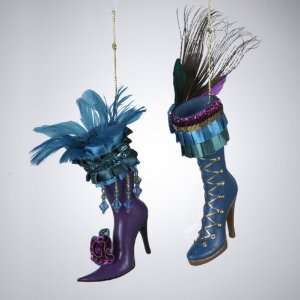  Pack of 6 Regal Peacock Fantasy Feather Boots Christmas 
