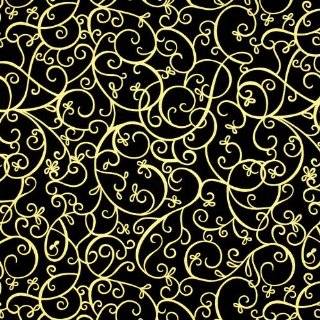 Timeless Treasures Shimmer Scroll Black Gold Metallic Fabric Yardage
