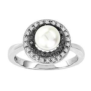   Diamond 14k White Gold Cultured Freshwater Pearl Ring Jewelry