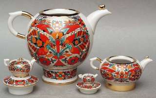 Lomonosov Russia Teapot Sets Red Rooster  
