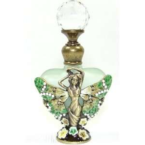   Frosted Glass and Jeweled Enamel Fairy Angel Fragrance Perfume Bottle