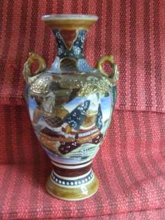 c1915 Japanese Satsuma Moriage large vase MINT  