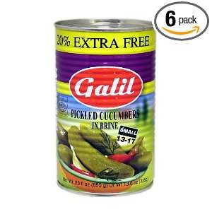 Galil Cucumber Pickles 13 17 + 20% Brine, 23 Ounce Cans (Pack of 6 