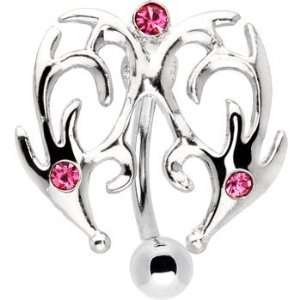  Top Mount Pink Gem Tribal Belly Ring Jewelry