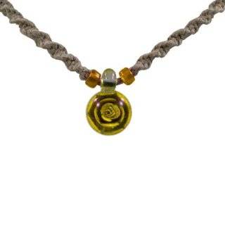 Glass Mushroom Swirl Pendant On Hemp Necklace
