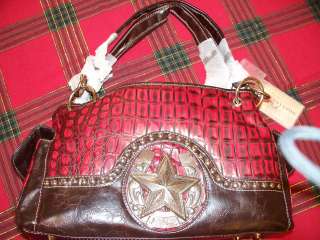   CHS 8085 Purse – Red and Brown – Horse Shoe Star   New with Tags