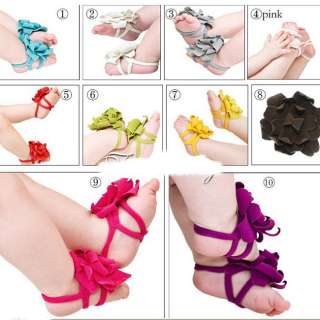 One pair Summber Baby Toddler Barefoot Sandals Shoes Flower ,Color U 