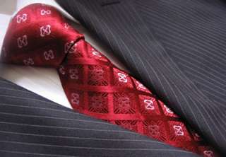 DISTINO Silk Tie, Box & Cufflinks Red Check No.73  