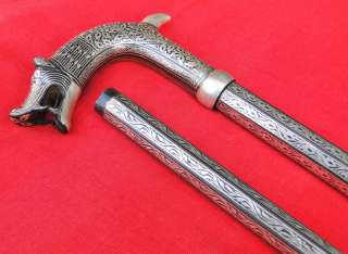 TRADITIONAL DESIGN BIDAREE WORK CANE WALKING STICK IND  