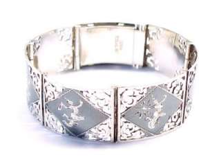   Sterling Silver Fashion Link Bracelet; SIAM ~ 6 3/4 x 3/4  