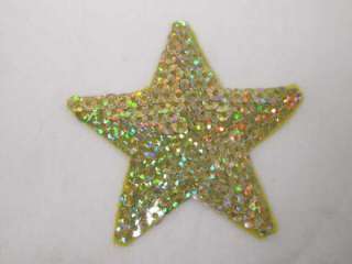 Gold Sequin Star Iron On Applique Patch 2.68 Inches  
