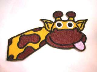 Giraffe Head Childs Embroidered Iron On Patch 4.5 Inch  
