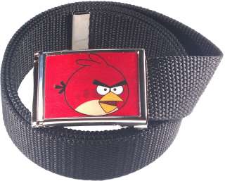 Red Angry Bird Buckle/Bottle Opener and Web Belt (PICK A BELT COLOR 