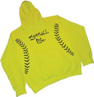 Sweatshirt w/ hoodie, Softball Life logo, Yellow  