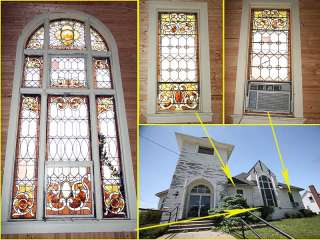 1895 Church Montpelier Indiana Stained Glass Gothic Revival Real 