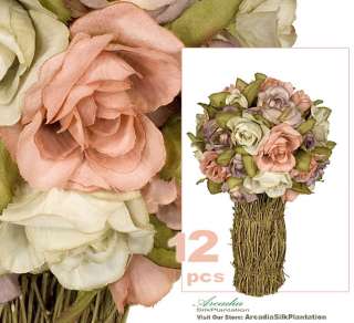 You are bidding on 12 pieces of 12 Artificial Rose Topiary Flower 