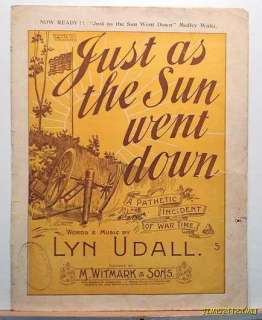 1898 JUST AS THE SUN WENT DOWN PATRIOTIC SHEET MUSIC  