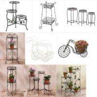 Metal Plant Stand Planter Cart Basket Staircase Bicycle Tiered Flower 