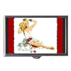  Pin Up Blonde with Red Roses Coin, Mint or Pill Box Made 