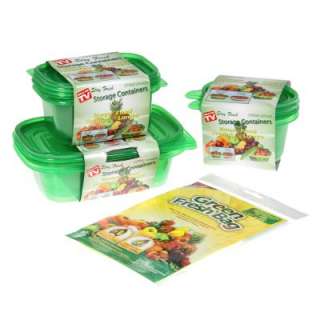 Stay Fresh Plastic Storage Containers + 10 Green Fresh Bags Fruit 