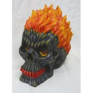  Fiery Skull Statue Cold Cast Resin Figurine