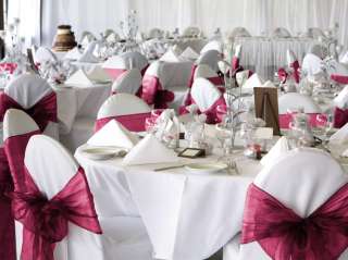100 Burgundy Organza Chair Cover Sash Bow Wedding Party  