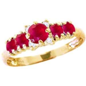   Gold Five Stone Gem and Diamond Ring Ruby, size7 diViene Jewelry