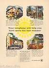   vintage RETRO Bell Telephone FUN SUMMER Motel Vacation BOOTH Travel AD