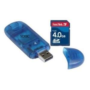 4GB Sandisk Secure Digital SDHC Memory Card & DMS 5 in 1 USB 2.0 Card 