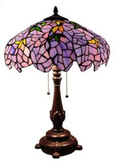 Wisteria Classic Tiffany Style Stained Glass Table Lamp Purple NIB 20% 