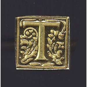  Initial Wax Seal Stamp  Square Filigree Font   Letter T 