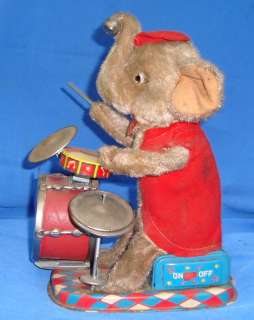   Vintage Battery Operated Drummer Elephant from Japan 1960 Very Rare