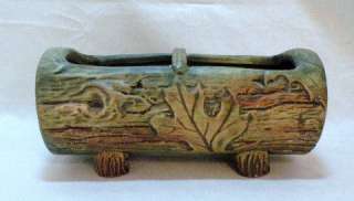 Antique Weller Woodcraft Log Flower or Bulb Bowl  