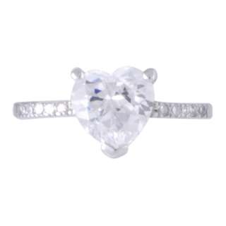 925 Sterling Silver Ring with Lovely 2.9ct Heart shape CZ adorn with 