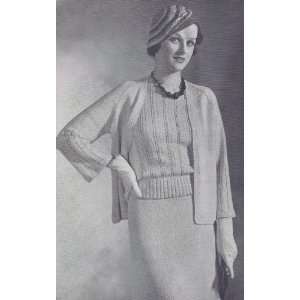 Vintage Knitting PATTERN to make   1930s Suit Jacket Top Skirt 3 Piece 